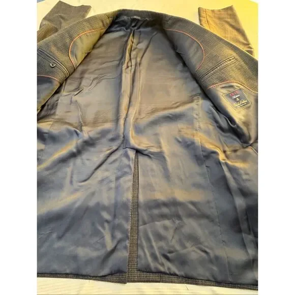 Brooks Brothers 1818 Madison Navy Blue Plaid Gingham Wool Blazer Size 42L